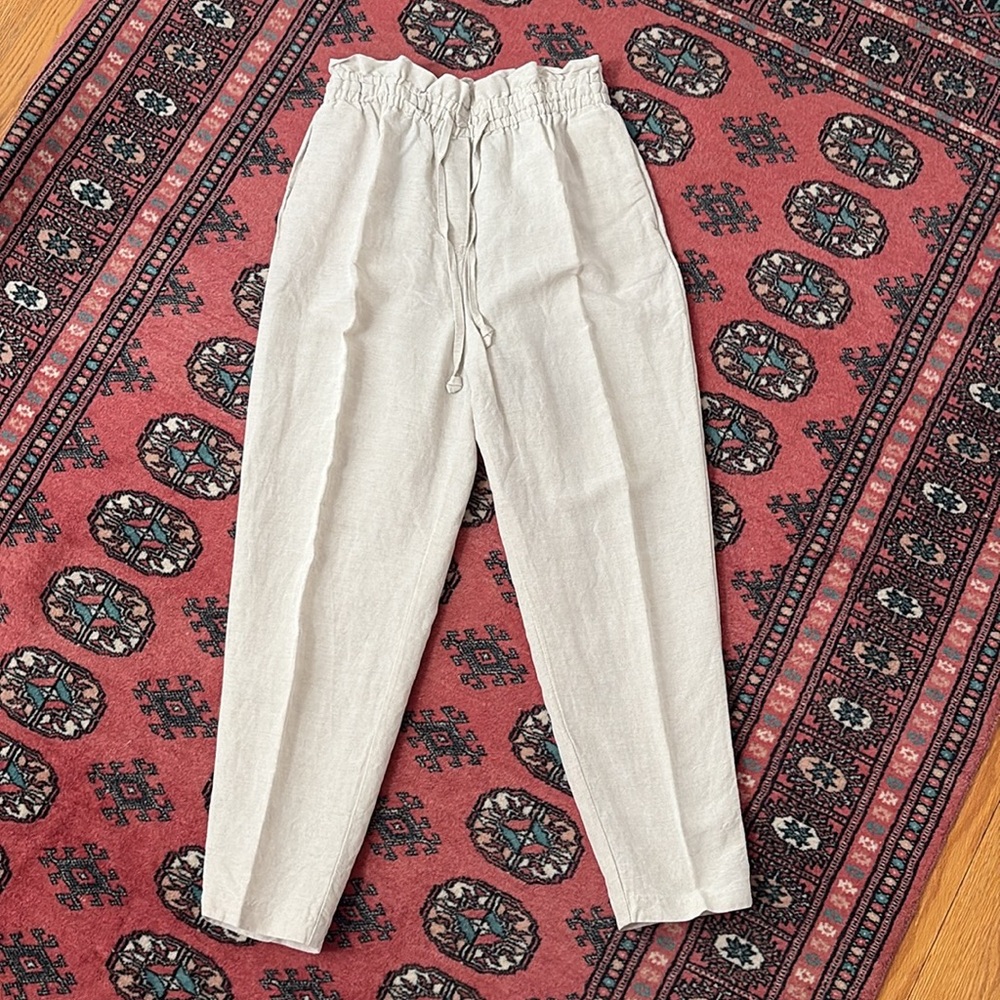 H&M High Rise Linen Blend Pants